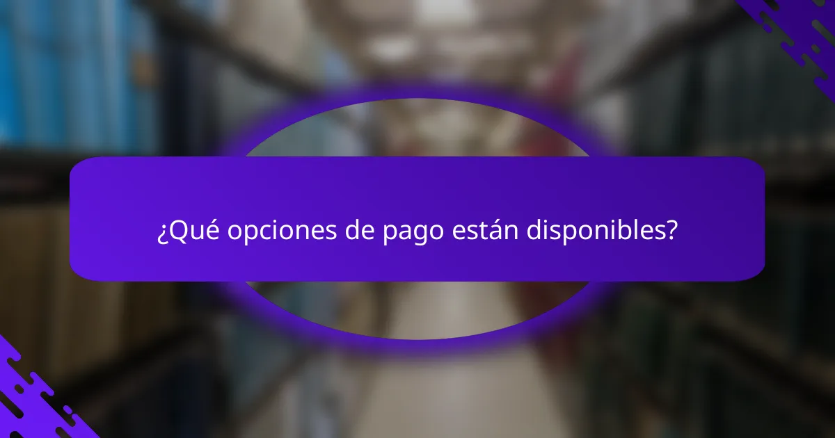 ¿Qué opciones de pago están disponibles?